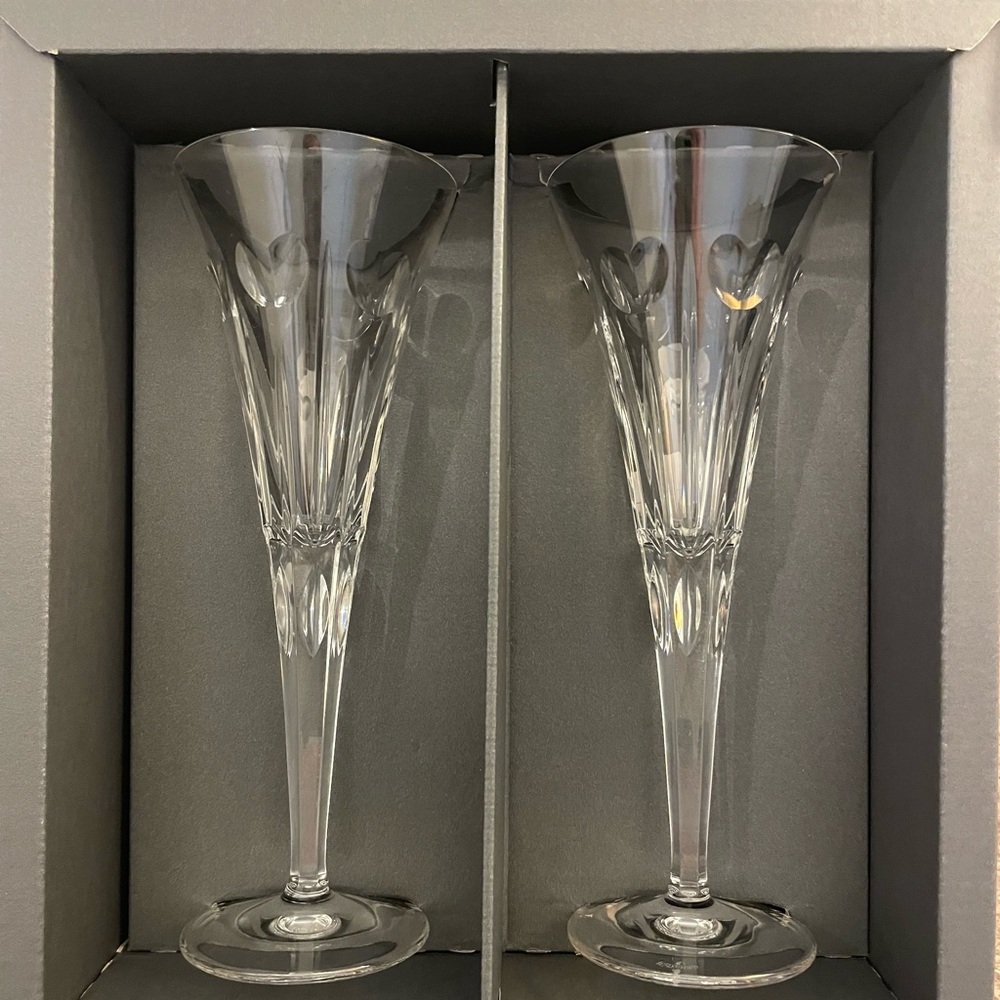 Waterford Crystal Set of two champagne flutes Year 2000 Millennium Collection
